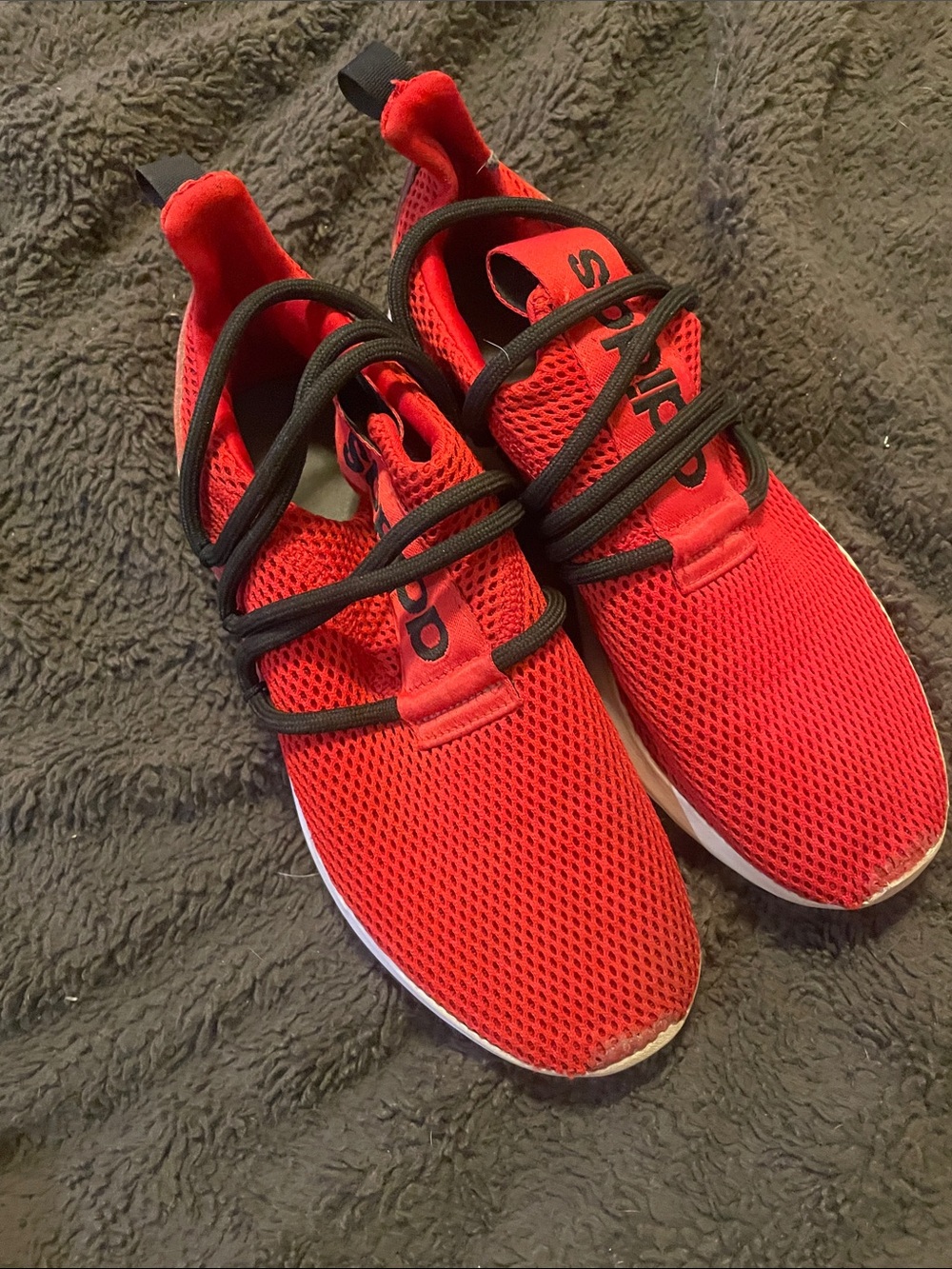 adidas Kids Red Mesh Sneakers with Black Laces kids size 5